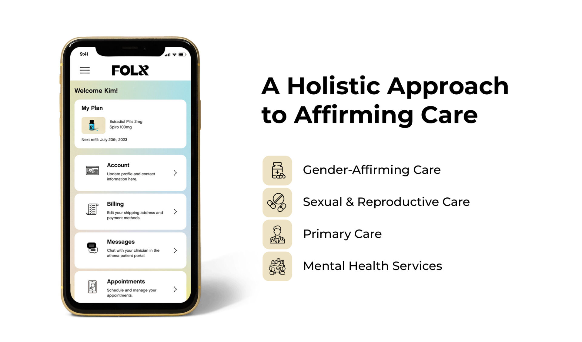 Folx platform UI and list of services